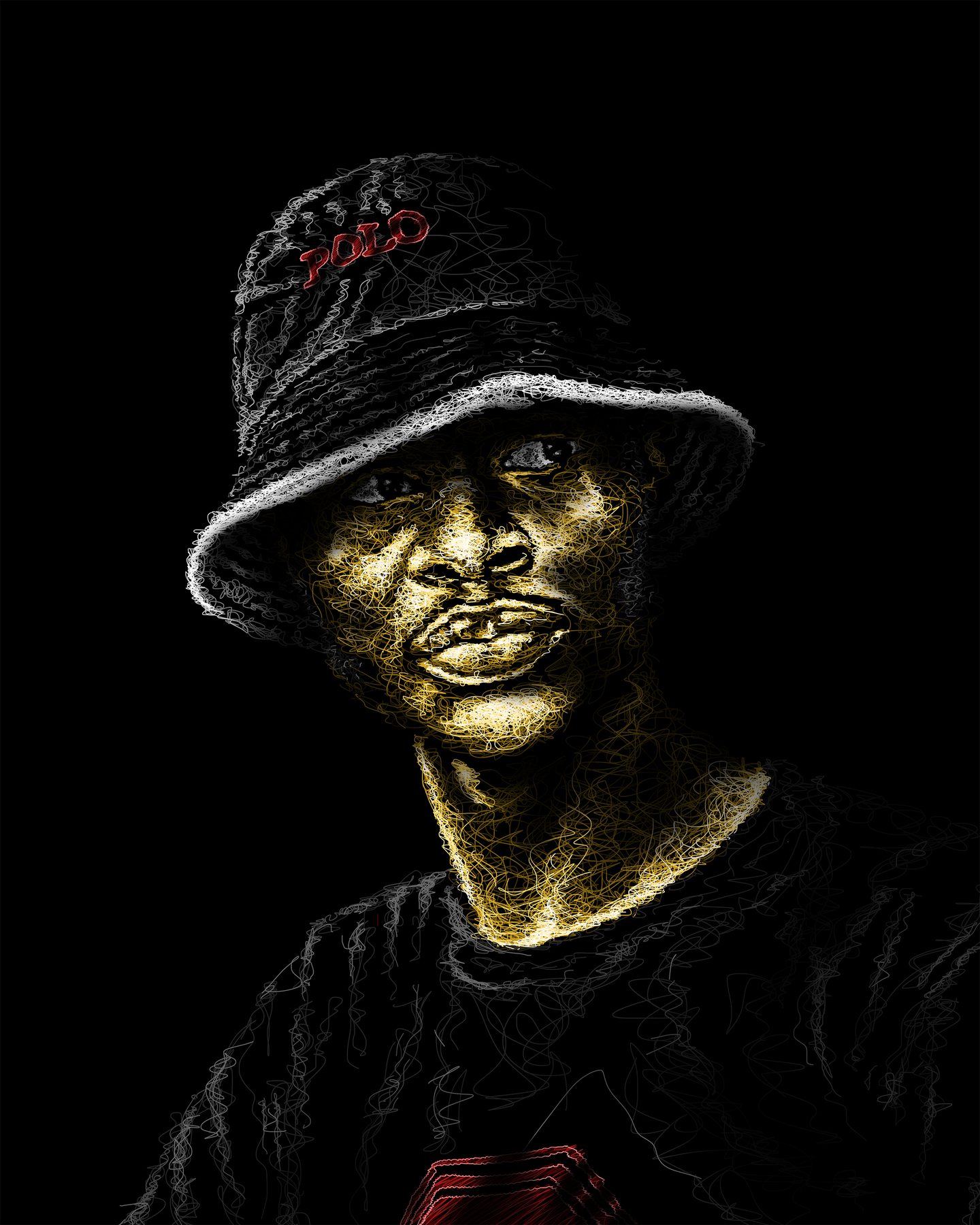 Time-lapse of Michael building a digital portrait from loose scribbled lines.